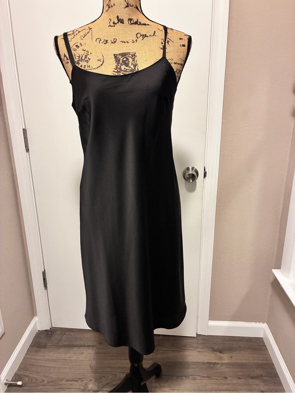 Calvin Klein Black Satin Midi Slip Dress